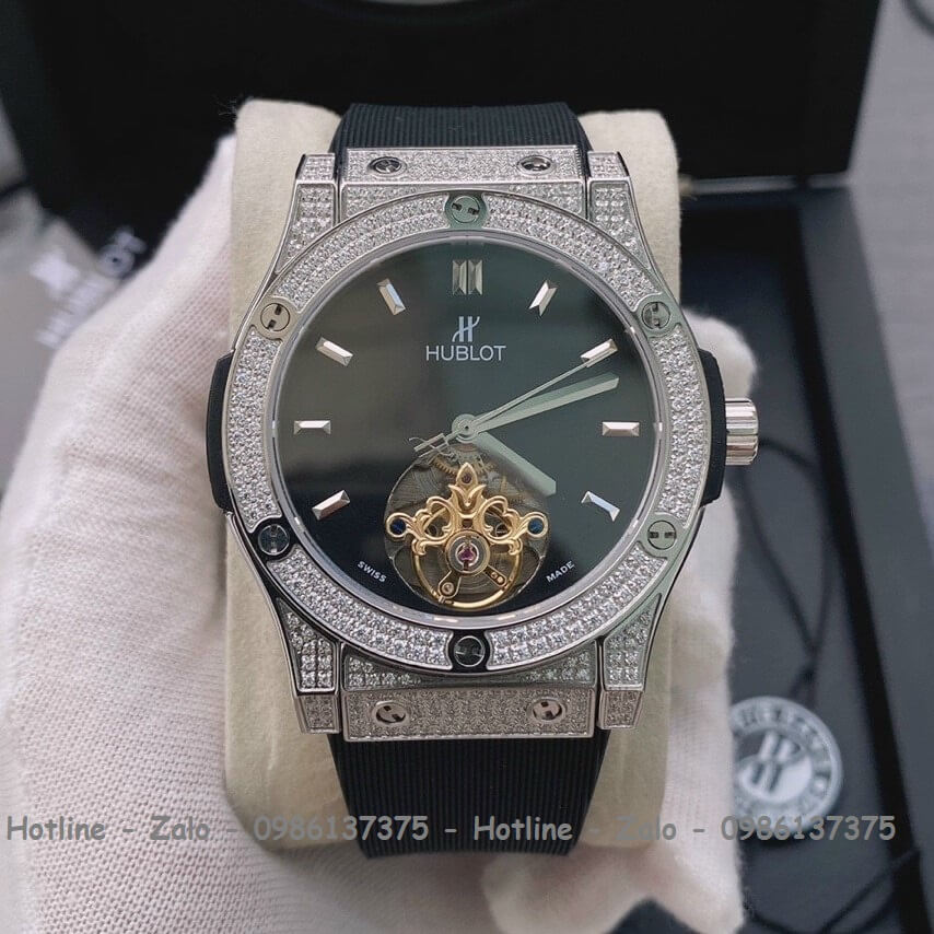 Đồng Hồ Hublot Automatic Cặp Dây Silicon Đen 42mm - 34mm