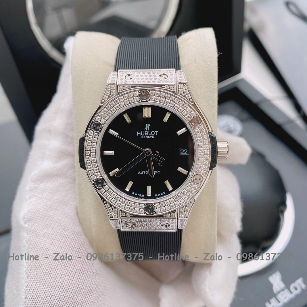 Đồng Hồ Hublot Automatic Cặp Dây Silicon Đen 42mm - 34mm