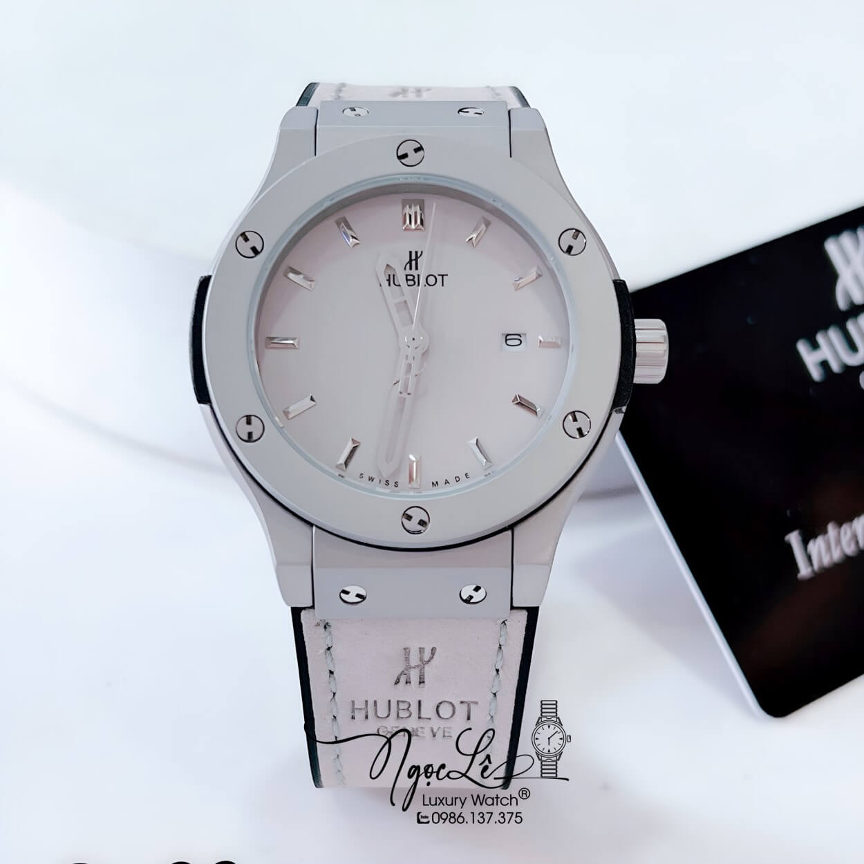 Đồng Hồ Hublot Classic Fusion Nam Máy Pin Dây Da Silicon Xám Vỏ Thép Mờ Size 38mm