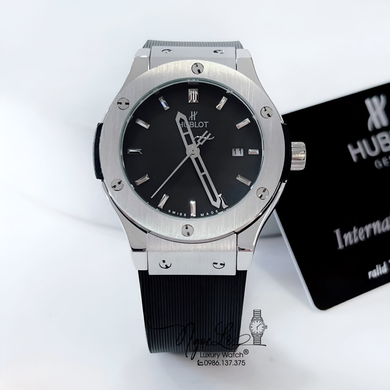 Đồng Hồ Hublot Classic Fusion Nam Máy Pin Dây Silicon Đen Mặt Đen Size 38mm