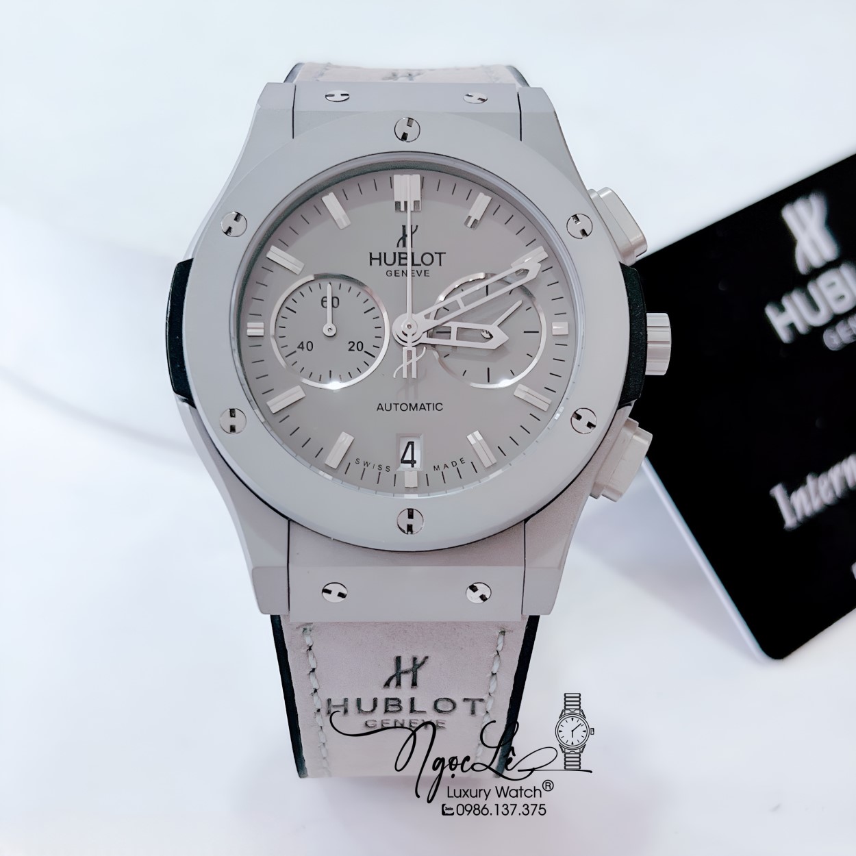 Đồng Hồ Hublot Classic Fusion Nam Máy Pin 5 Kim Dây Da Silicon Xám Vỏ Thép Mờ 42mm