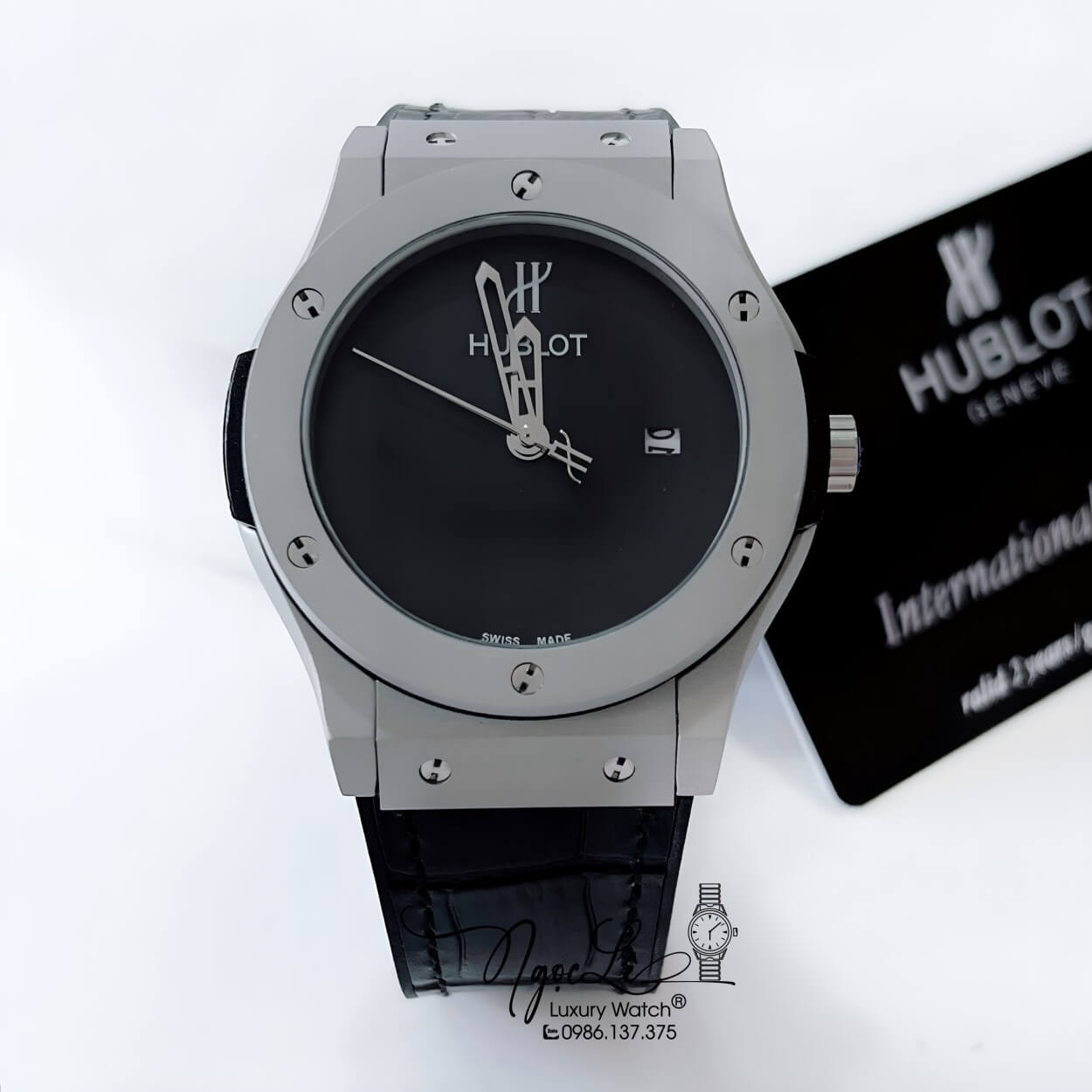 Đồng Hồ Hublot Classic Fusion Nam Máy Pin Dây Da Silicon Đen Vỏ Thép Mờ Size 42mm