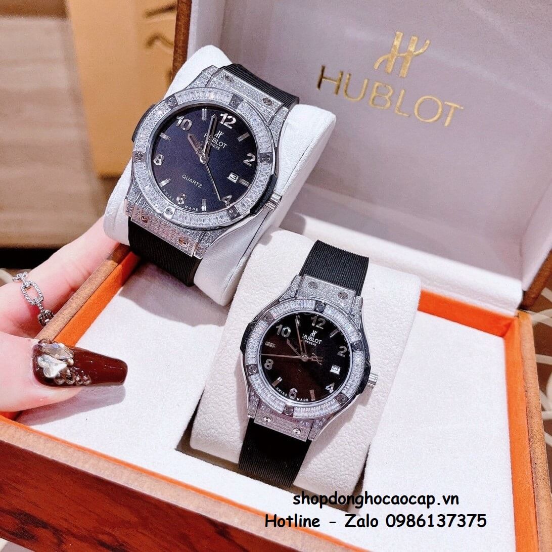 Đồng Hồ Cặp Hublot Classic Fusion Quartz - Dây Silicon Đen Mặt Số Đen