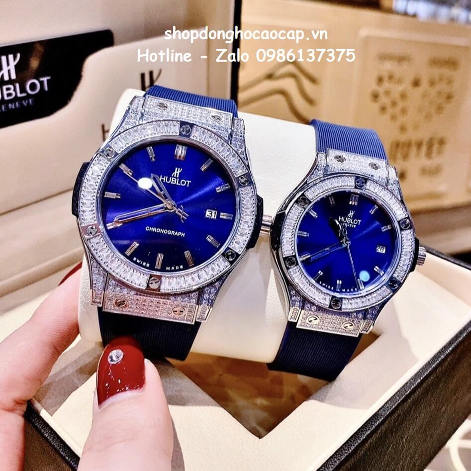 Đồng Hồ Cặp Hublot Classic Fusion Quartz - Dây Silicon Xanh Dương