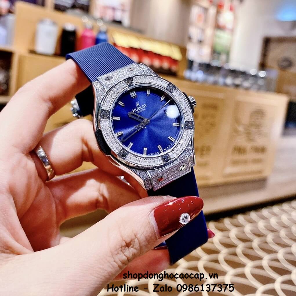 Đồng Hồ Cặp Hublot Classic Fusion Quartz - Dây Silicon Xanh Dương