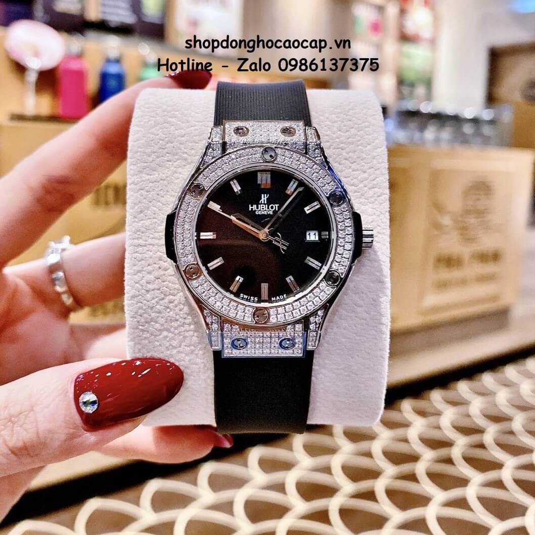 Đồng Hồ Cặp Hublot Classic Fusion Quartz - Dây Silicon Đen Mặt Đen