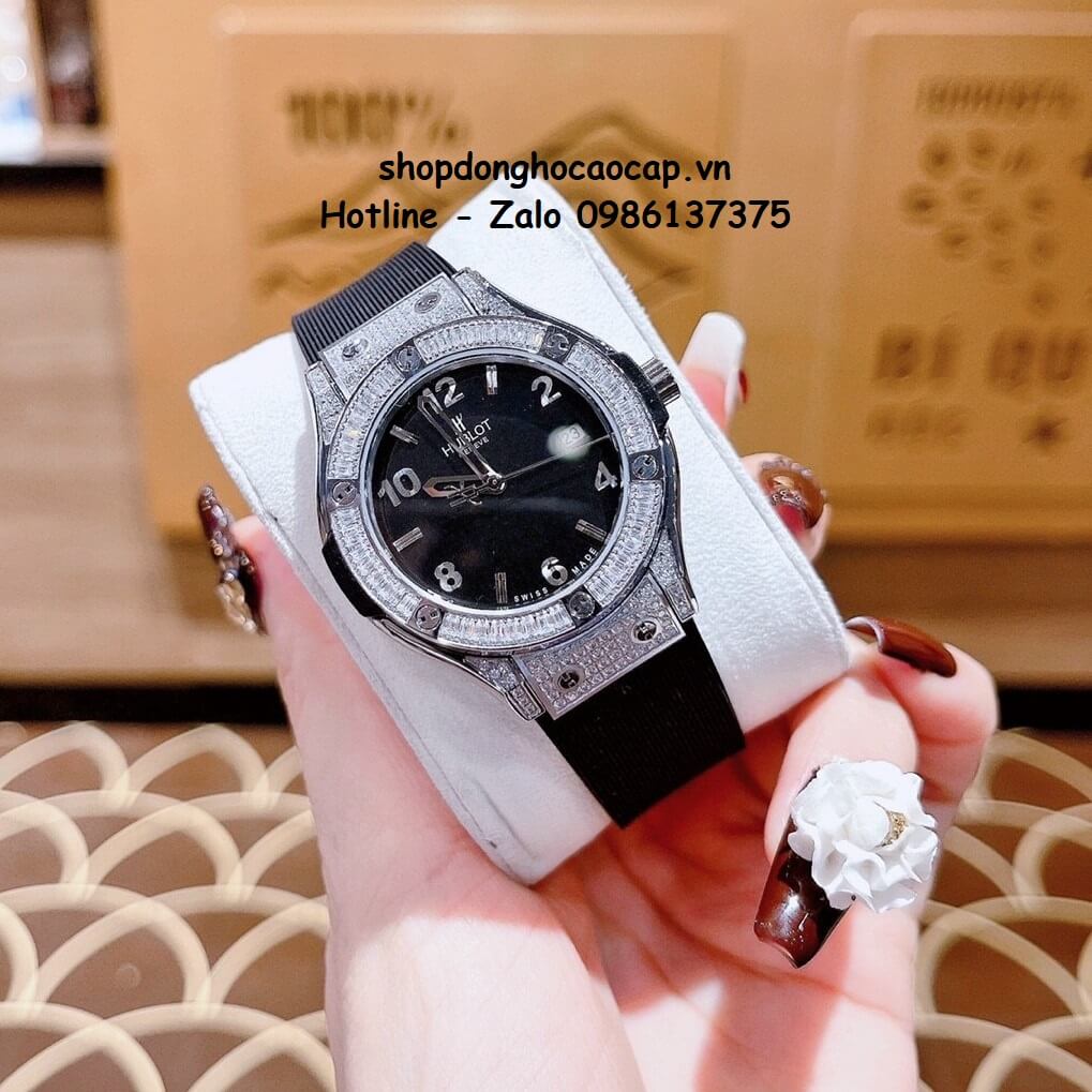 Đồng Hồ Cặp Hublot Classic Fusion Quartz - Dây Silicon Đen Mặt Số Đen