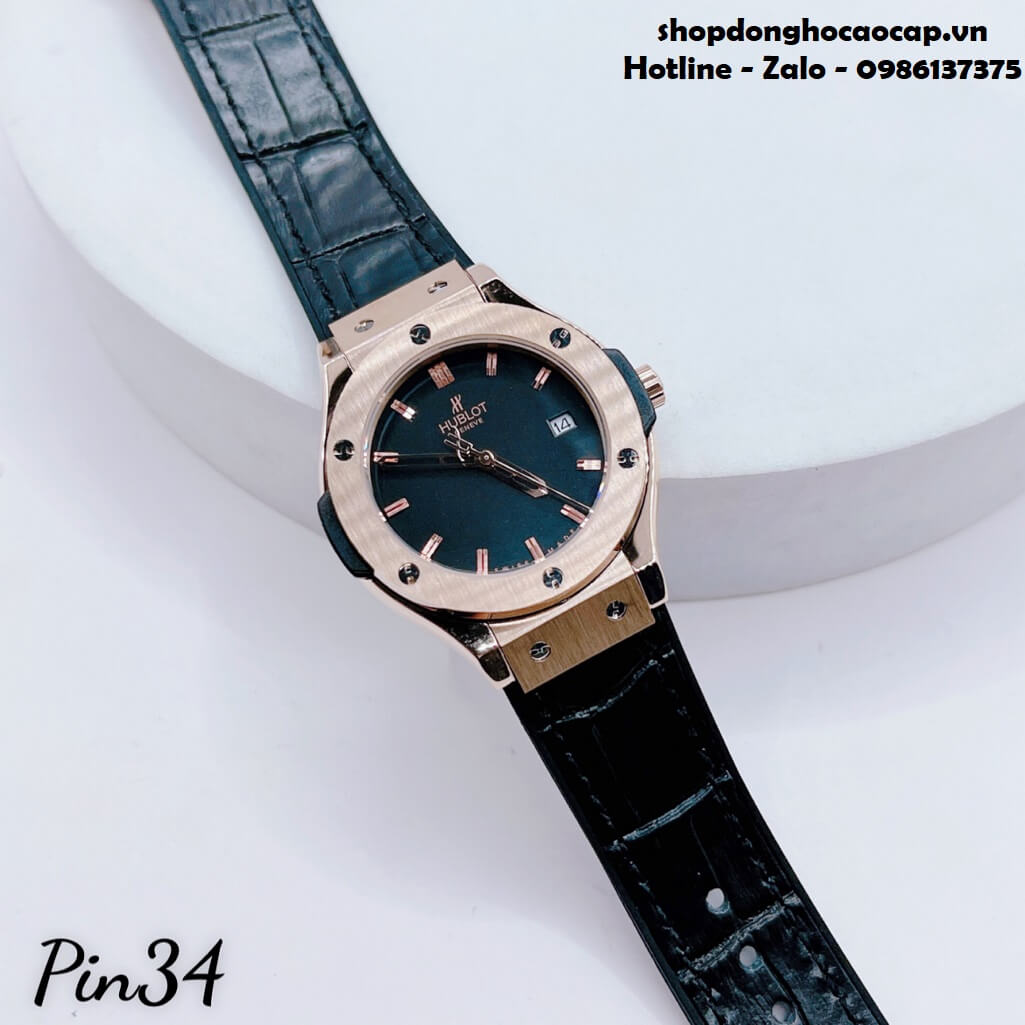 Đồng Hồ Nữ Hublot Classic Fusion Dây Da Silicon Đen 34mm Mặt Trơn