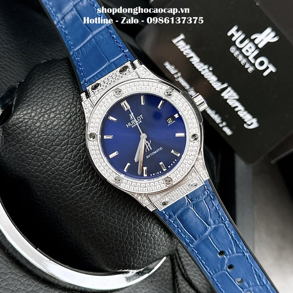 Đồng Hồ Hublot Classic Fusion Automatic Nữ Màu Xanh Dương 34mm - Đính Đá
