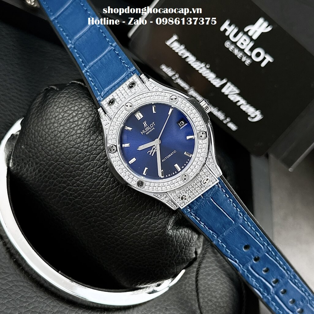 Đồng Hồ Hublot Classic Fusion Automatic Nữ Màu Xanh Dương 34mm - Đính Đá