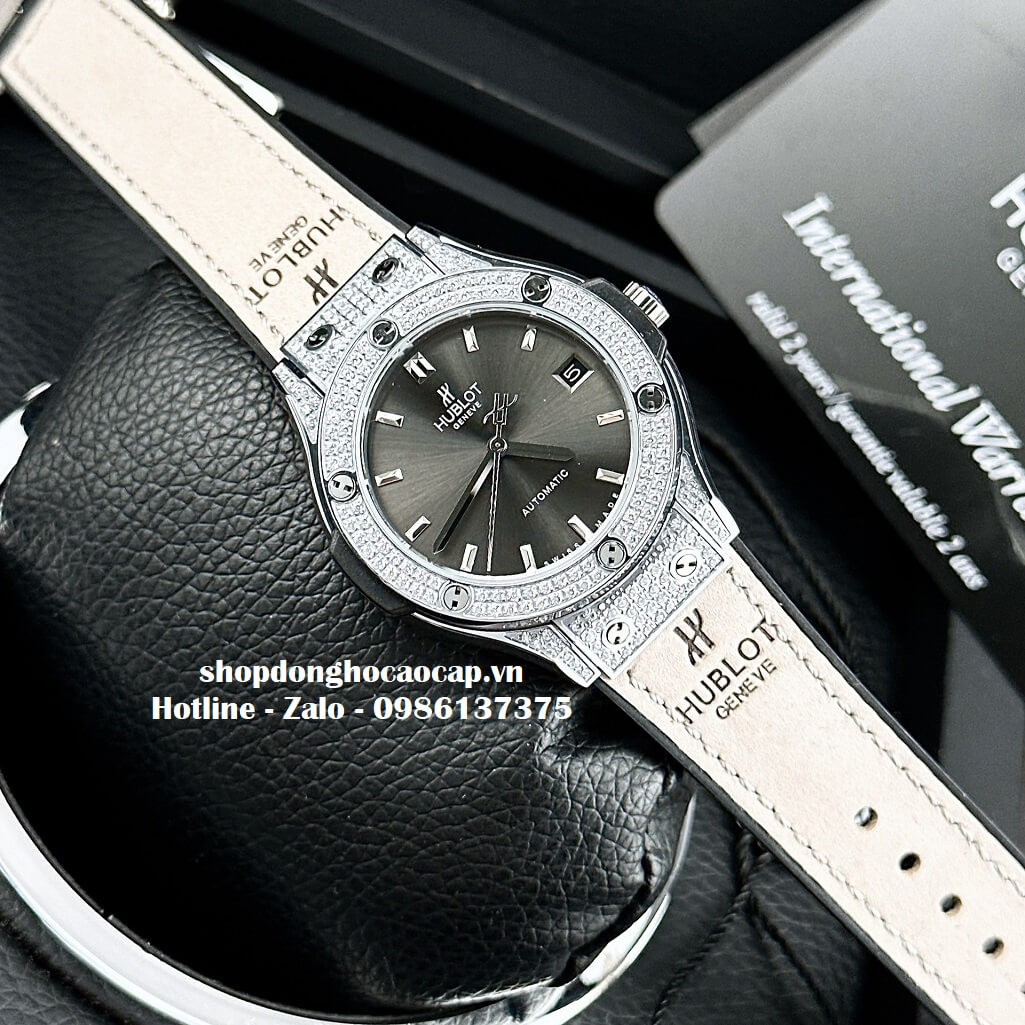 Đồng Hồ Hublot Classic Fusion Automatic Nữ Màu Xám 34mm - Đính Đá Mịn