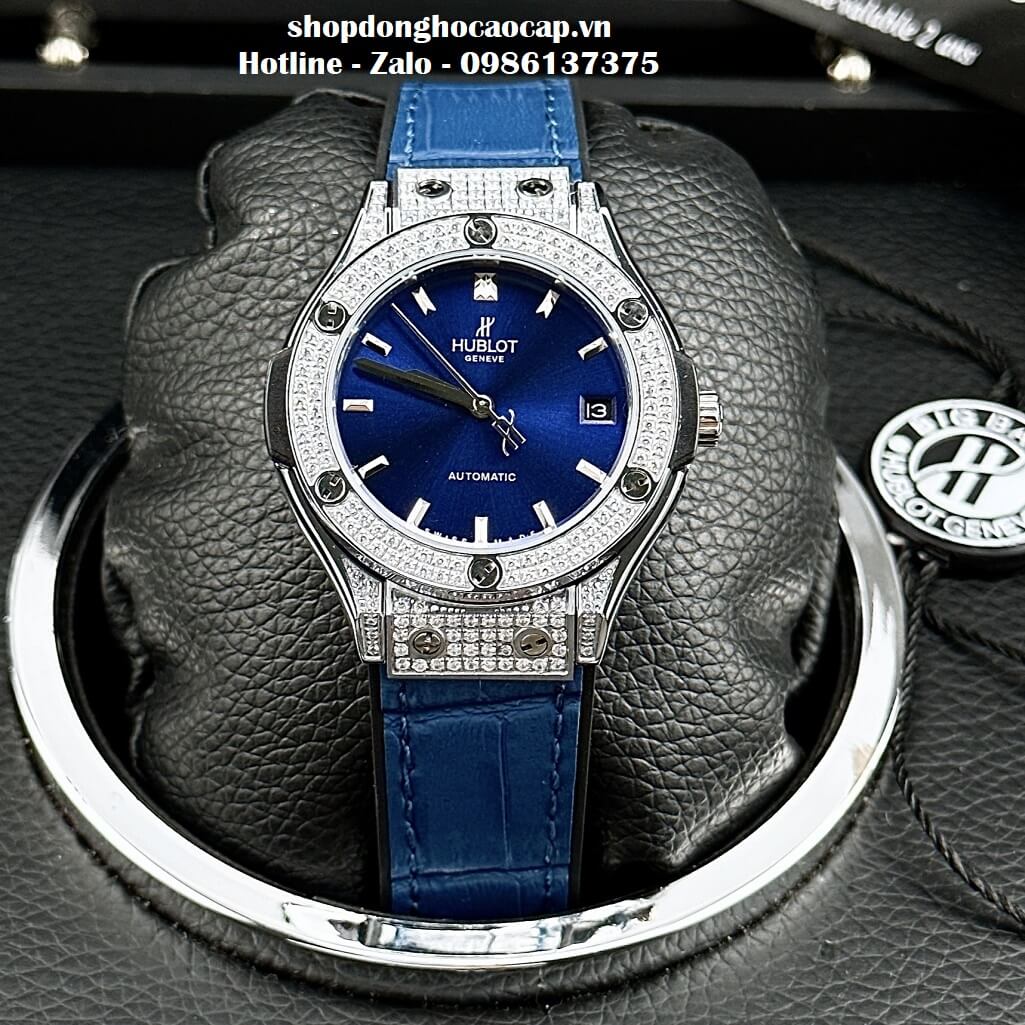 Đồng Hồ Hublot Classic Fusion Automatic Nữ Màu Xanh Dương 34mm - Đính Đá