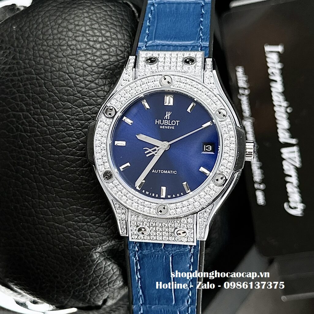 Đồng Hồ Hublot Classic Fusion Automatic Nữ Màu Xanh Dương 34mm - Đính Đá