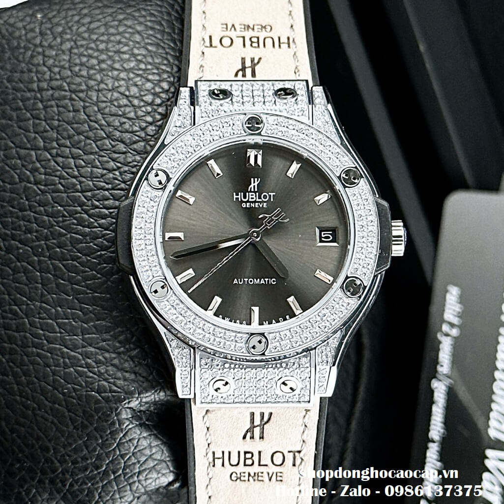 Đồng Hồ Hublot Classic Fusion Automatic Nữ Màu Xám 34mm - Đính Đá Mịn