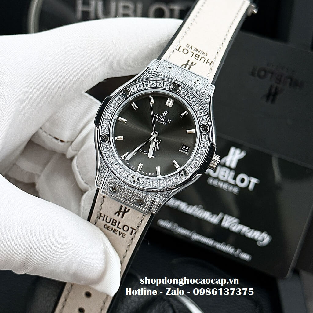 Đồng Hồ Hublot Classic Fusion Automatic Nữ Màu Xám 34mm - Đính Đá