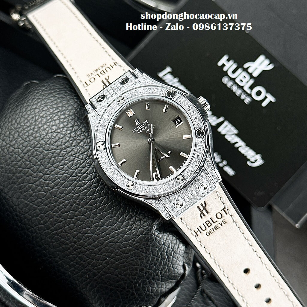 Đồng Hồ Hublot Classic Fusion Automatic Nữ Màu Xám 34mm - Đính Đá