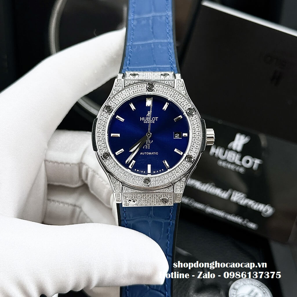 Đồng Hồ Hublot Classic Fusion Automatic Nữ Màu Xanh Dương 34mm - Đính Đá