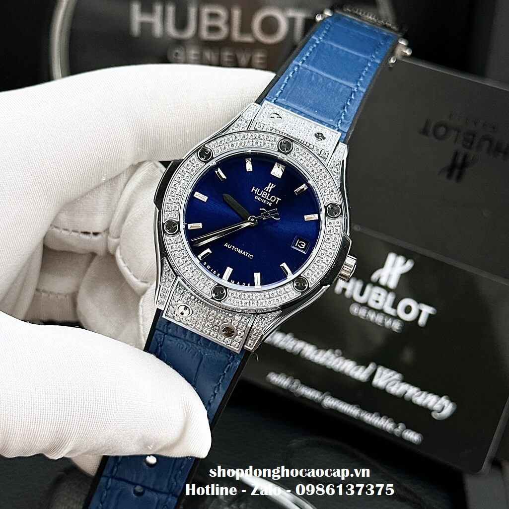 Đồng Hồ Hublot Classic Fusion Automatic Nữ Màu Xanh Dương 34mm - Đính Đá