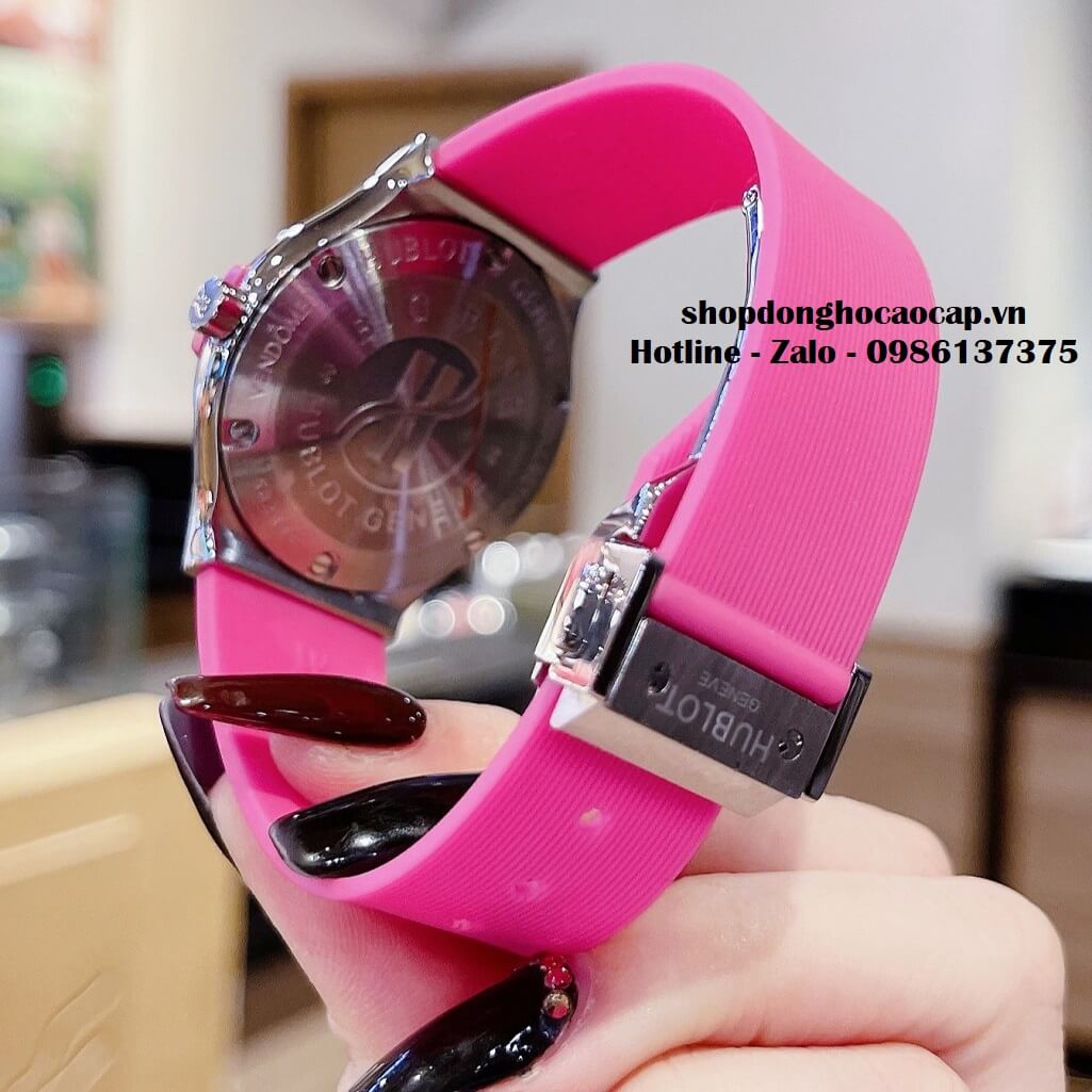 Đồng Hồ Hublot Classic Fusion Nữ Silicon Hồng Đính Đá 34mm