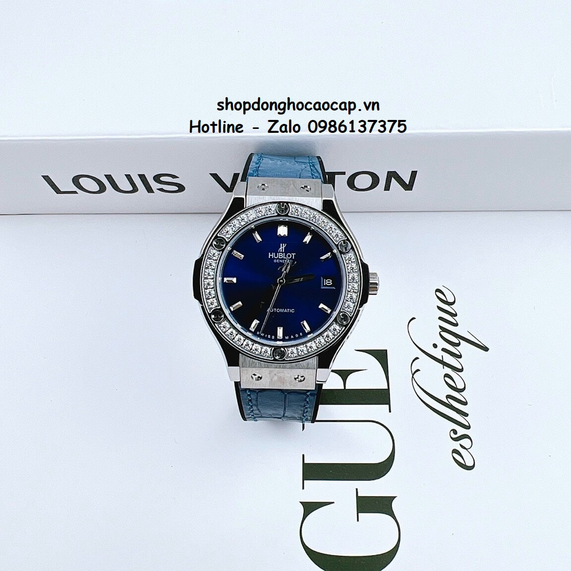 Đồng Hồ Hublot Classic Fusion Nữ Tự Động Da Xanh Dương 34mm