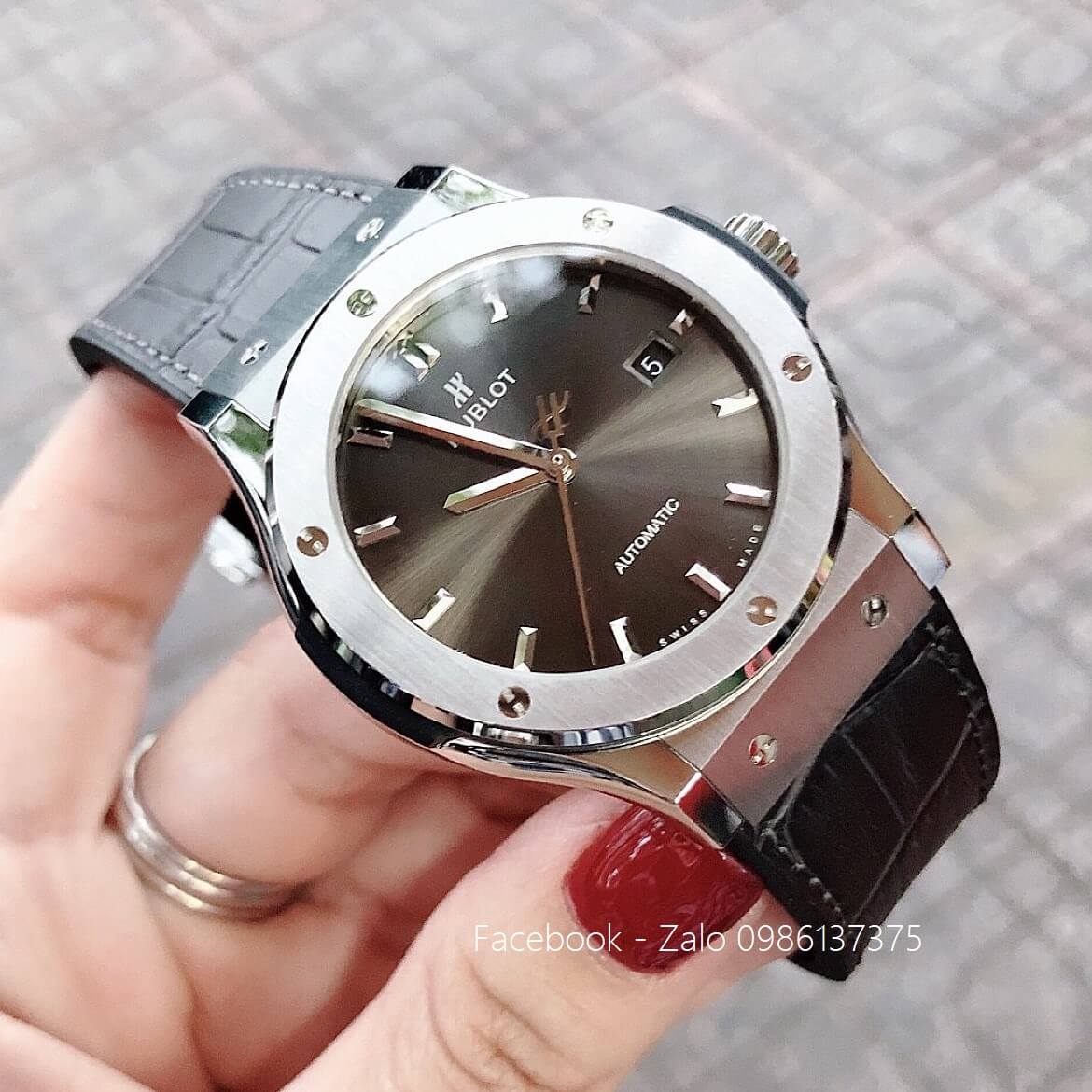 Đồng Hồ Hublot Nam Automatic Dây Da Silicon Đen 42mm Replica 1:1