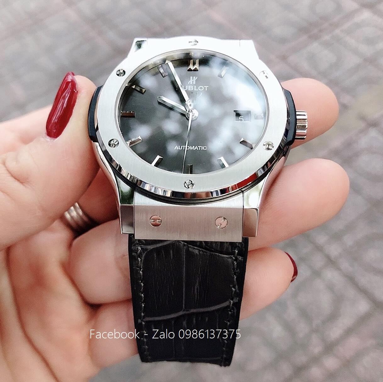 Đồng Hồ Hublot Nam Automatic Dây Da Silicon Đen 42mm Replica 1:1