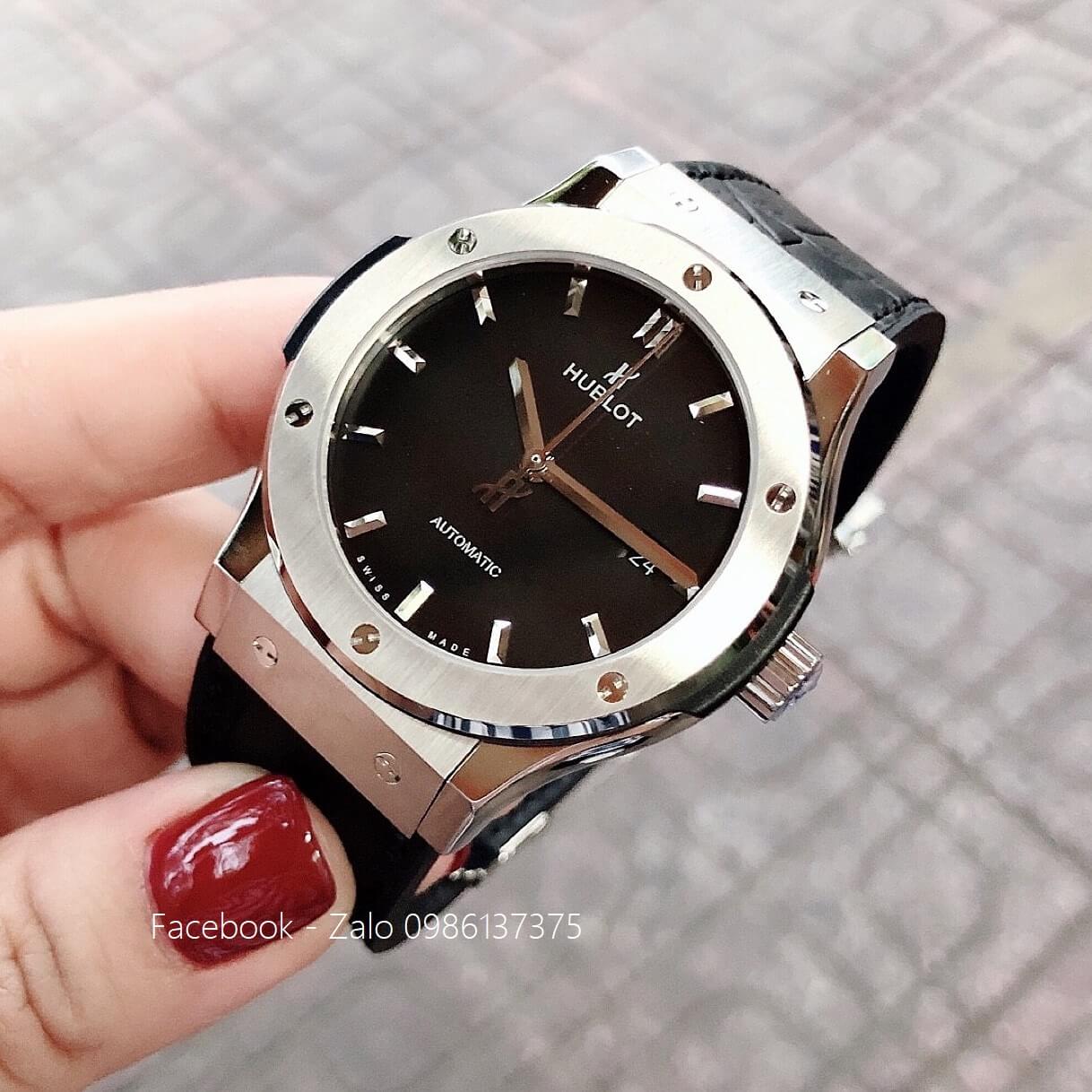 Đồng Hồ Hublot Nam Automatic Dây Da Silicon Đen 42mm Replica 1:1