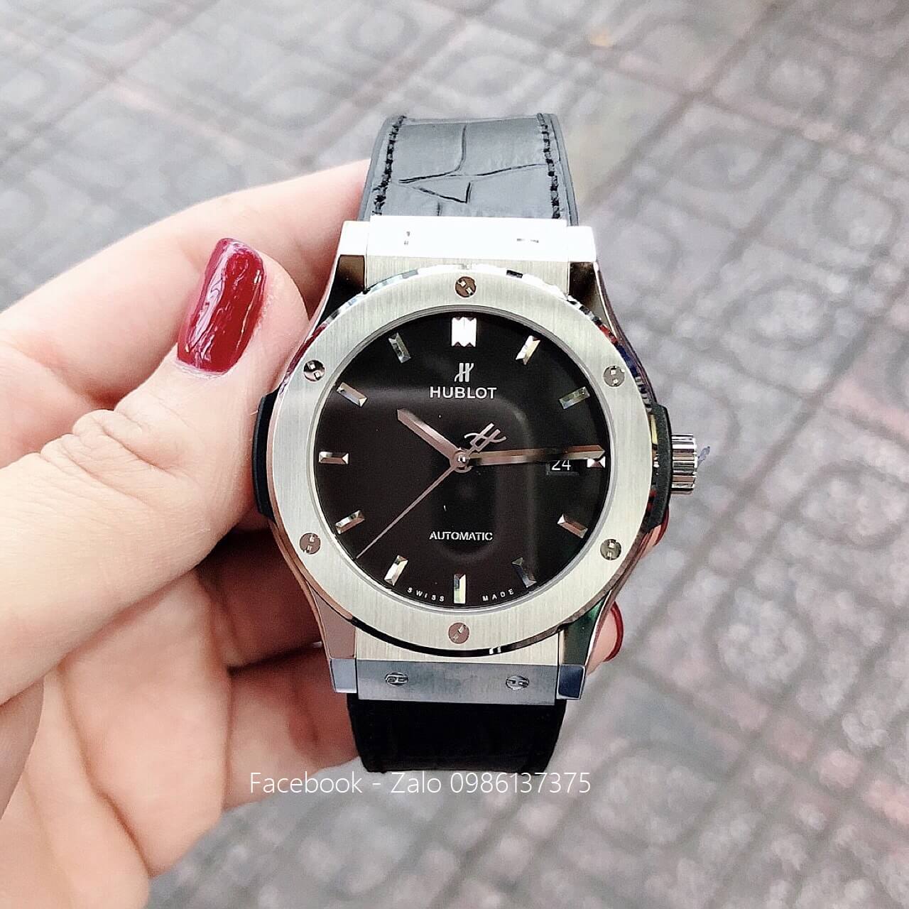 Đồng Hồ Hublot Nam Automatic Dây Da Silicon Đen 42mm Replica 1:1