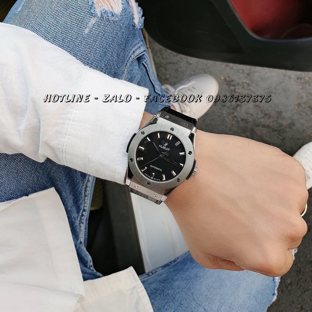 Đồng Hồ Hublot Nam Automatic Dây Da Silicon Đen 42mm Replica 1:1