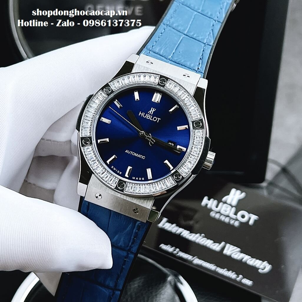 Đồng Hồ Hublot Classic Fusion Automatic Nam Dây Da Silicon Xanh 42mm