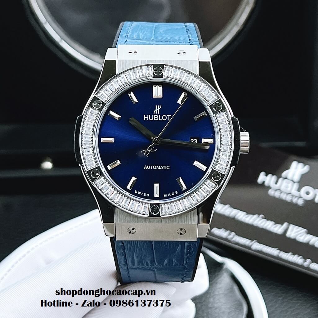 Đồng Hồ Hublot Classic Fusion Automatic Nam Dây Da Silicon Xanh 42mm