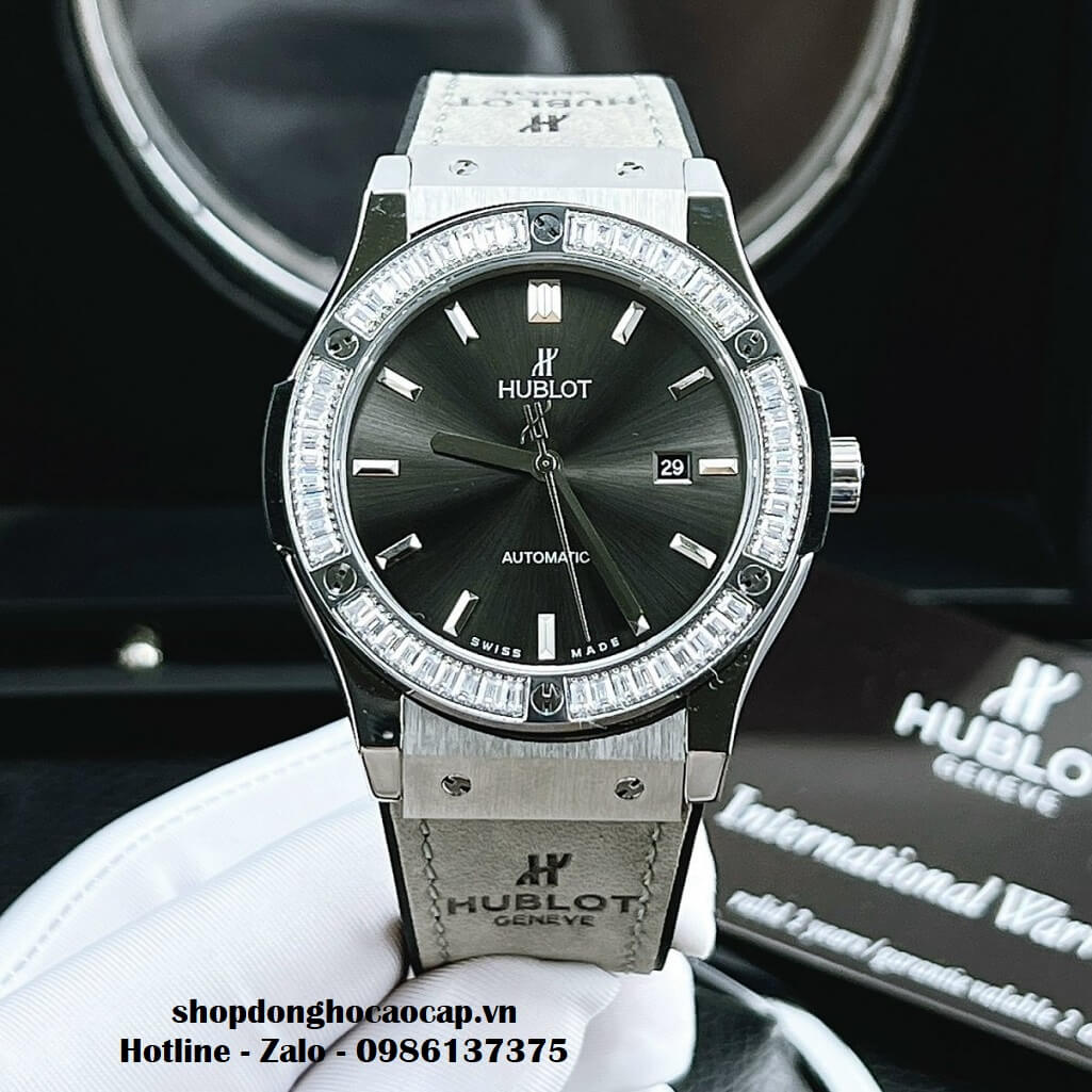 Đồng Hồ Hublot Classic Fusion Automatic Nam Dây Da Silicon Xám 42mm