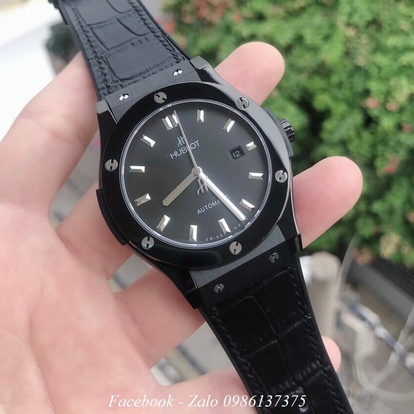 Đồng Hồ Hublot Nam Automatic Dây Da Silicon Đen 42mm