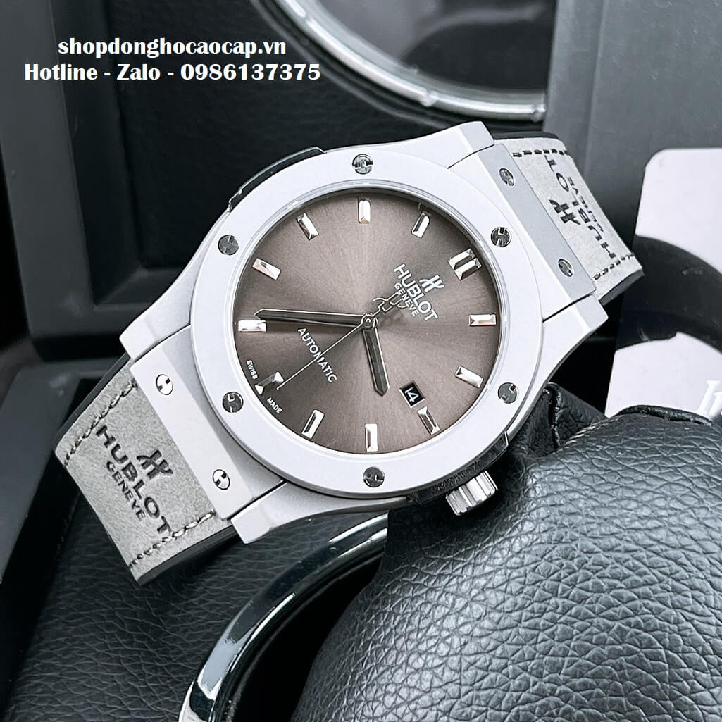 Đồng Hồ Hublot Classic Fusion Automatic Dây Da Silicon Xám 42mm