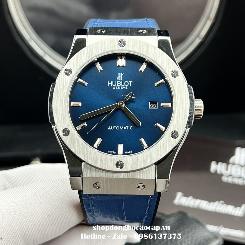 Đồng Hồ Hublot Classic Fusion Automatic Dây Da Silicon Xanh 42mm