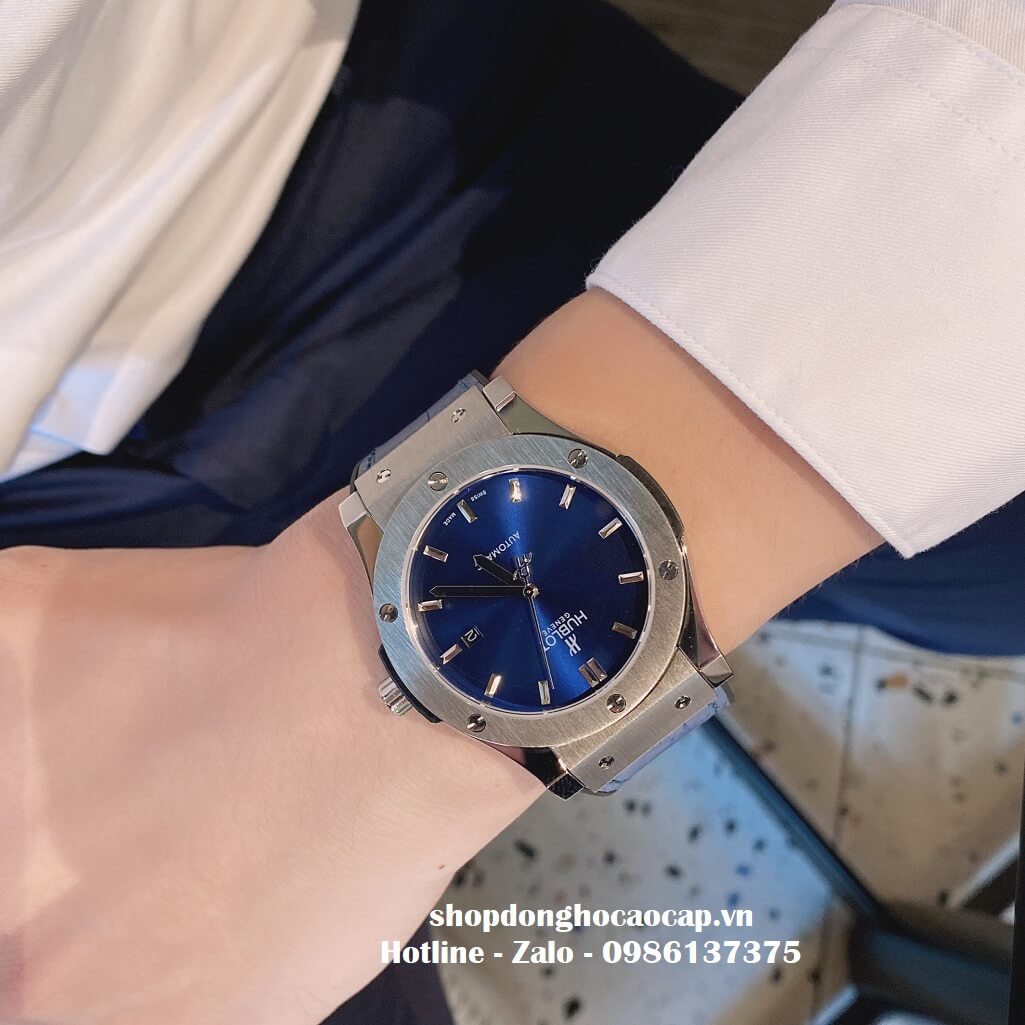 Đồng Hồ Hublot Classic Fusion Automatic Dây Da Silicon Xanh 42mm