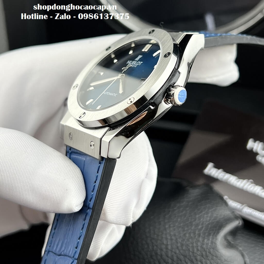 Đồng Hồ Hublot Classic Fusion Automatic Dây Da Silicon Xanh 42mm
