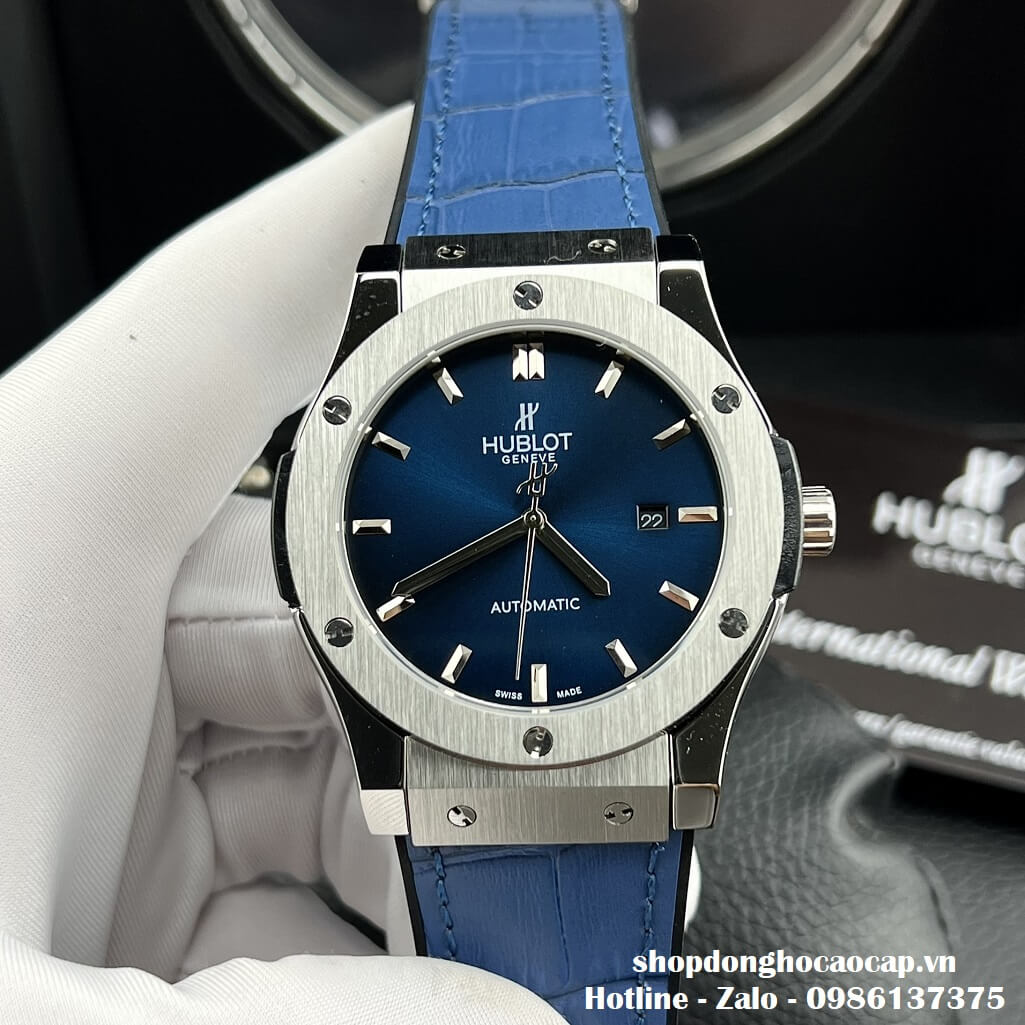Đồng Hồ Hublot Classic Fusion Automatic Dây Da Silicon Xanh 42mm