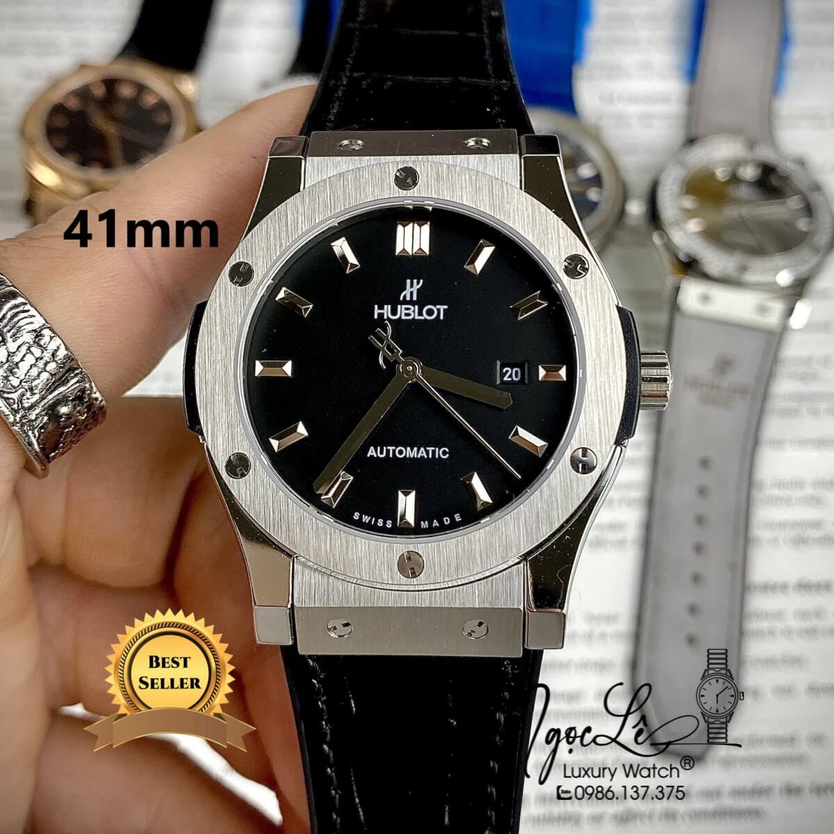 Đồng Hồ Nam Hublot Classic Fusion 42mm Dây Da Silicon Đen Vỏ Bạc