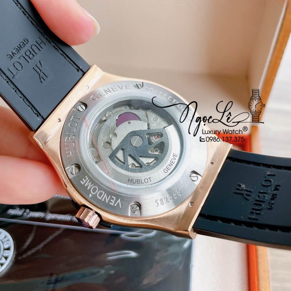 Đồng Hồ Nam Hublot Classic Fusion 42mm Dây Da Silicon Đen Vỏ Vàng Hồng