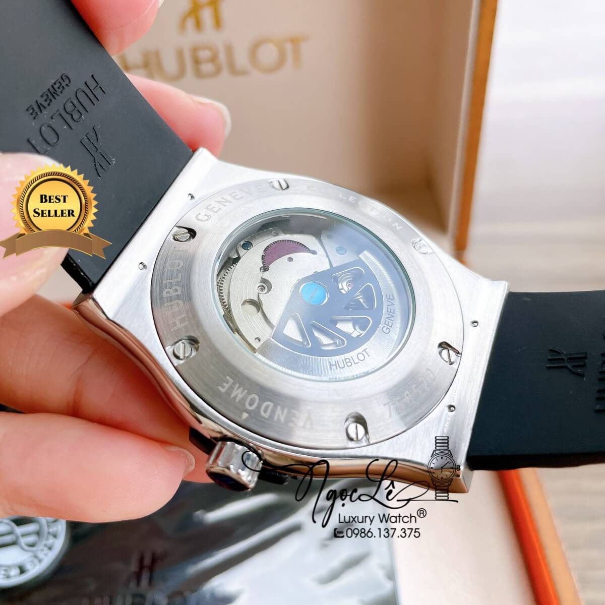 Đồng Hồ Nam Hublot Classic Fusion 42mm Dây Silicon Đen Vỏ Demi Vàng Hồng