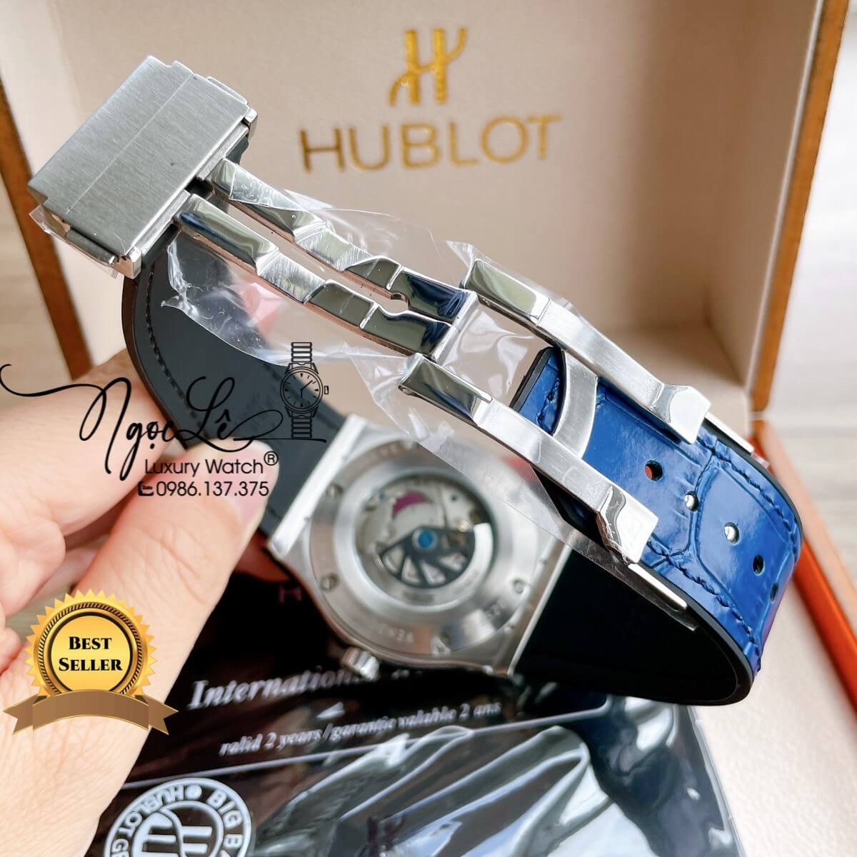 Đồng Hồ Nam Hublot Classic Fusion 42mm Dây Da Silicon Xanh Mặt Xanh Vỏ Bạc