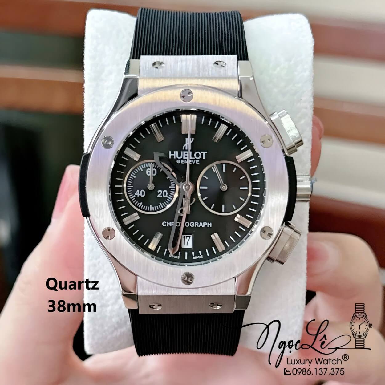 Đồng Hồ Nam Hublot Classic Fusion King Dây Cao Su Đen Vỏ Silver Size 38mm