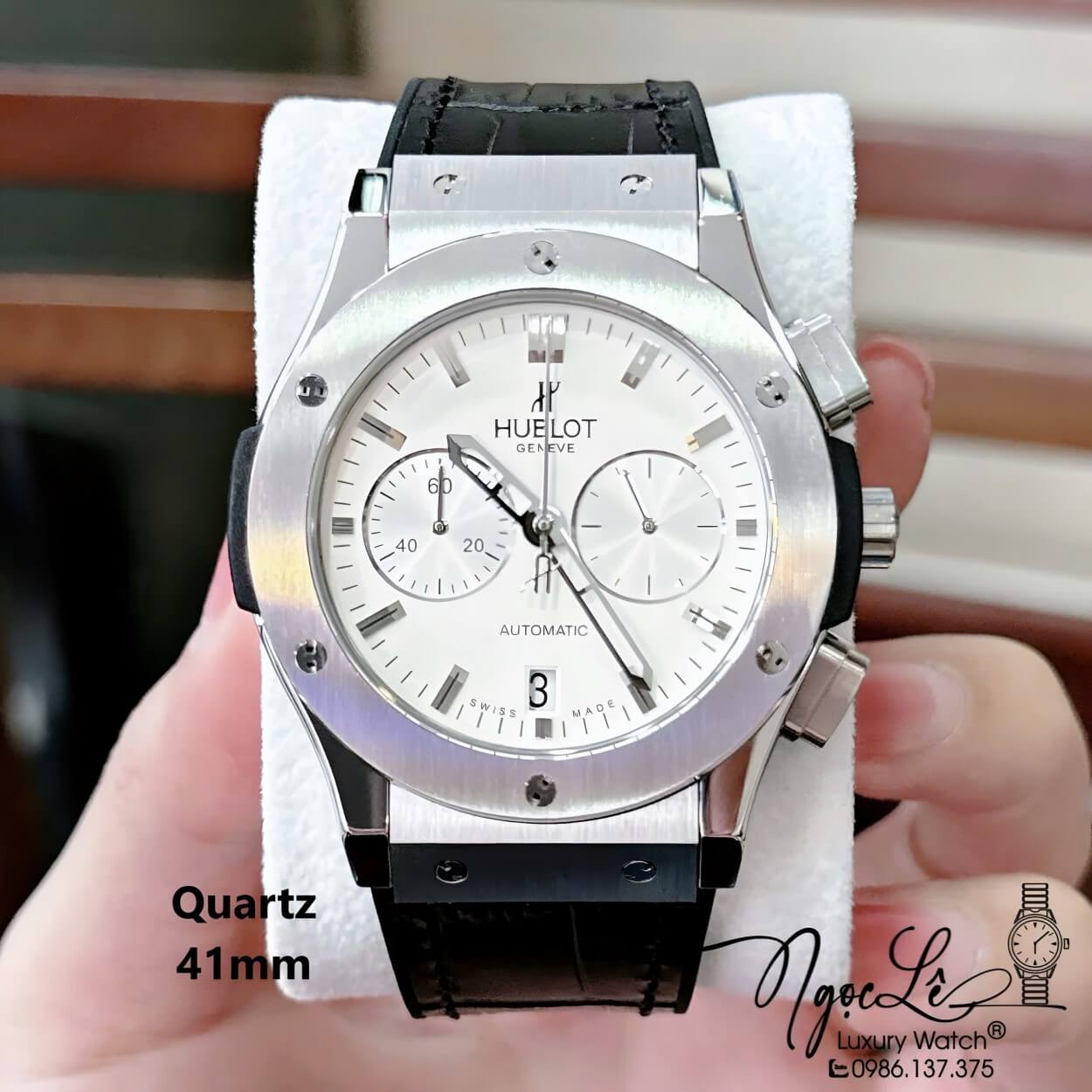 Đồng Hồ Nam Hublot Classic Fusion Dây Da Silicon Đen Mặt Trắng Size 41mm - Quartz Japan