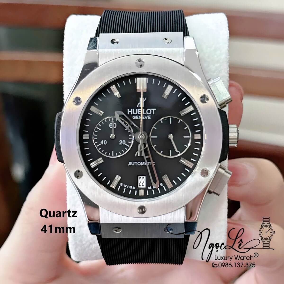 Đồng Hồ Nam Hublot Classic Fusion King Dây Cao Su Đen Vỏ Bạc Size 41mm