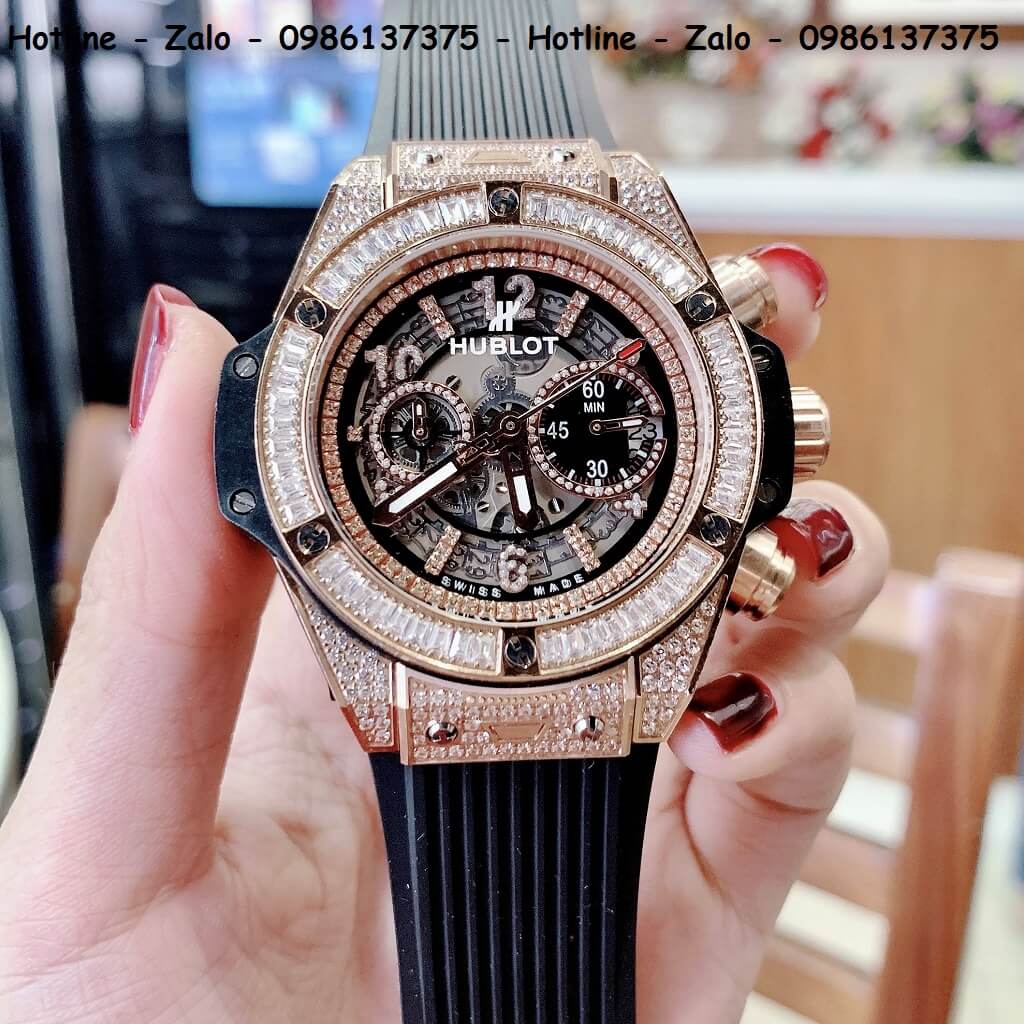 Đồng Hồ Hublot Big Bang Jewellery Siêu Cấp Nam Silicon Đen