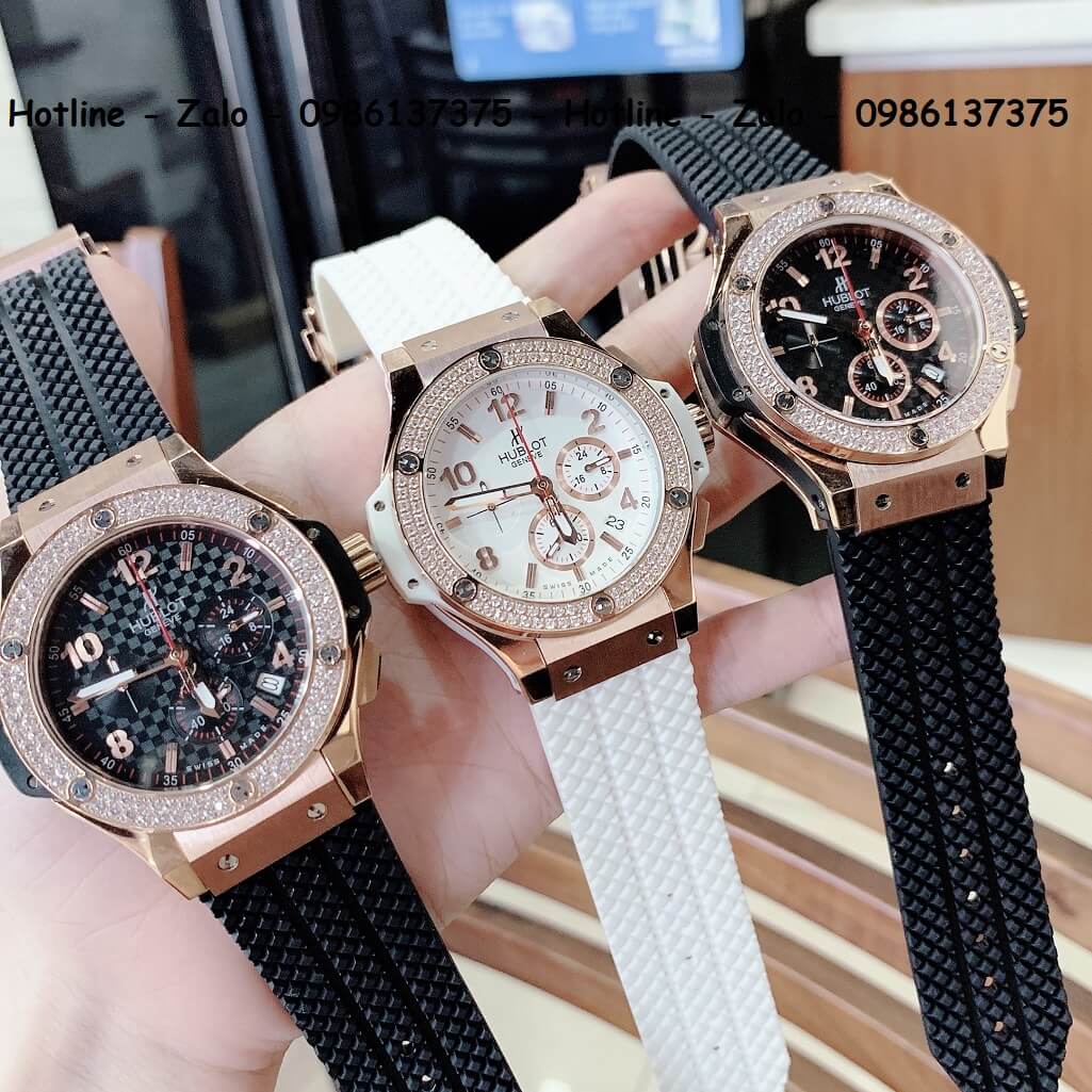 Đồng Hồ Hublot Big Bang Diamonds Nam Silicon Đen 44mm