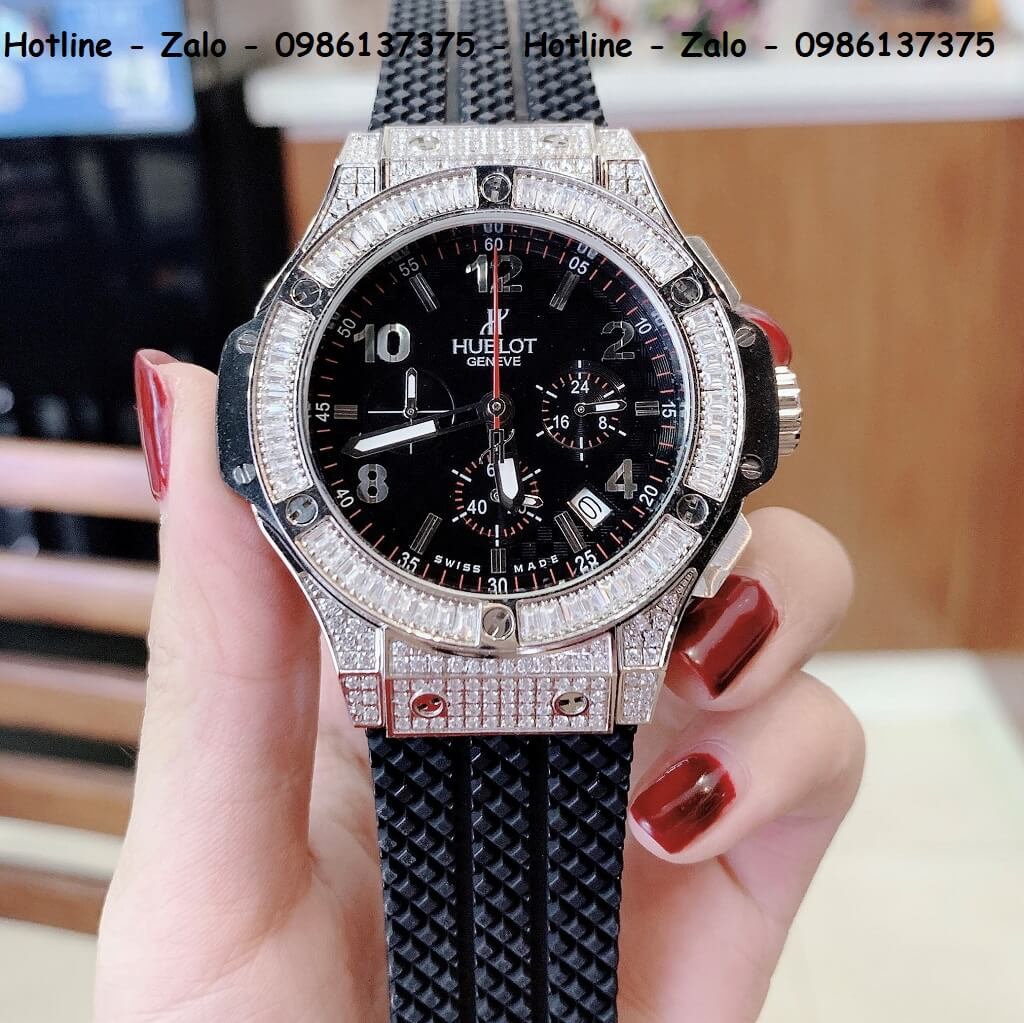 Đồng Hồ Hublot Big Bang Diamonds Siêu Cấp Đen Silver 44mm