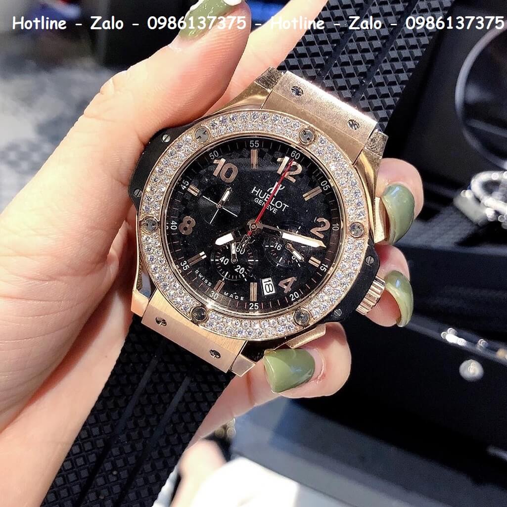 Đồng Hồ Hublot Big Bang Diamonds Nam Silicon Đen 44mm