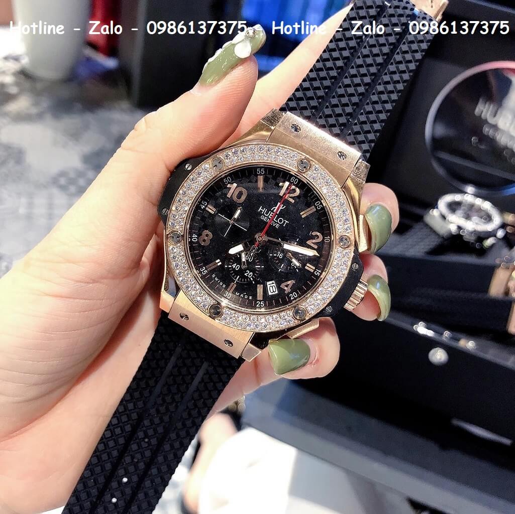 Đồng Hồ Hublot Big Bang Diamonds Nam Silicon Đen 44mm